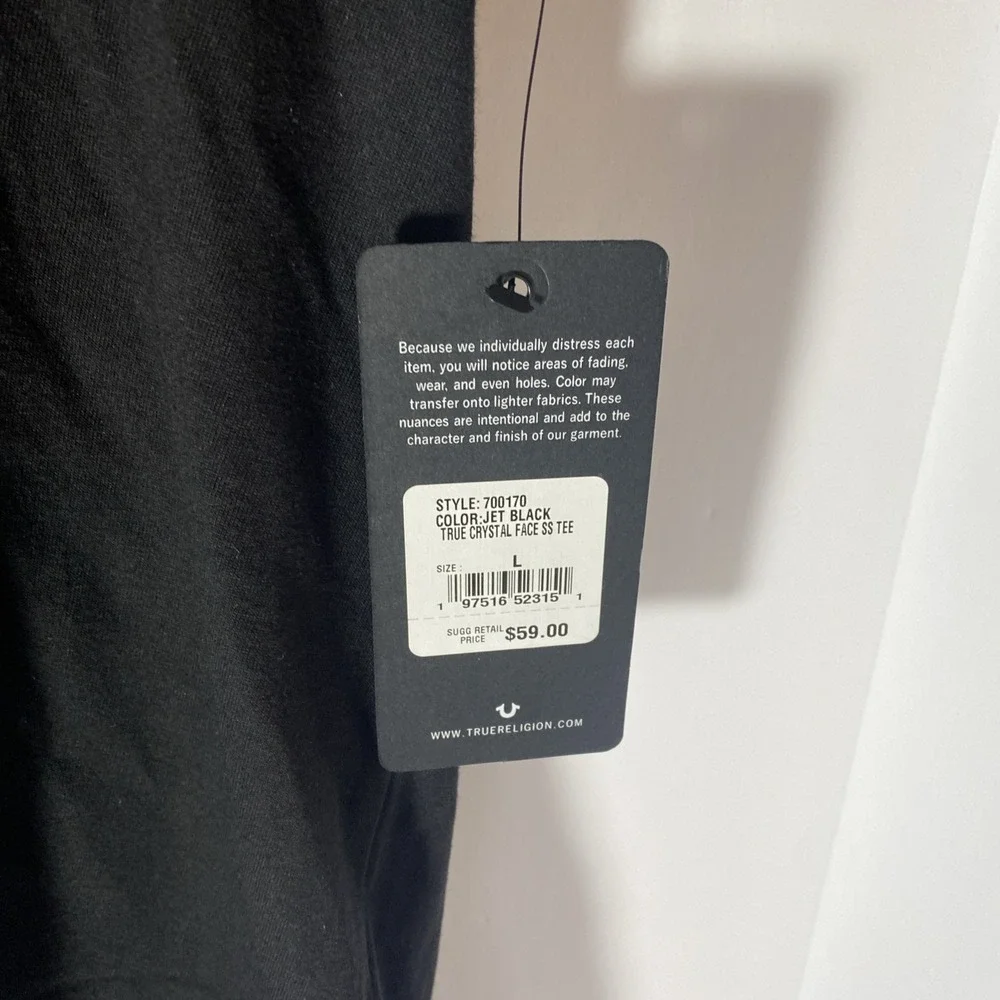 NWT TRUE RELIGION‎ MSRP $59.00 MEN BLACK CREW NECK SHORT SLEEVE T-SHIRT SIZE L